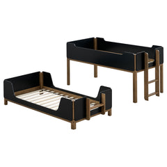 Morris Black/Walnut Twin Over Twin Wood Bunk Bed - Ornate Home