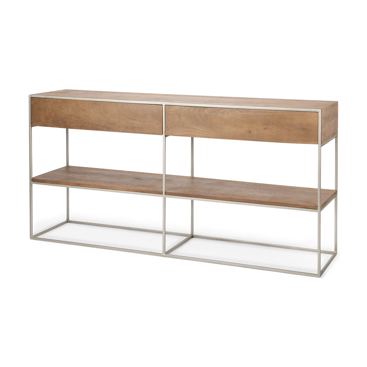 Morris Brown/Silver Wood 2 Drawer Console Table - Ornate Home