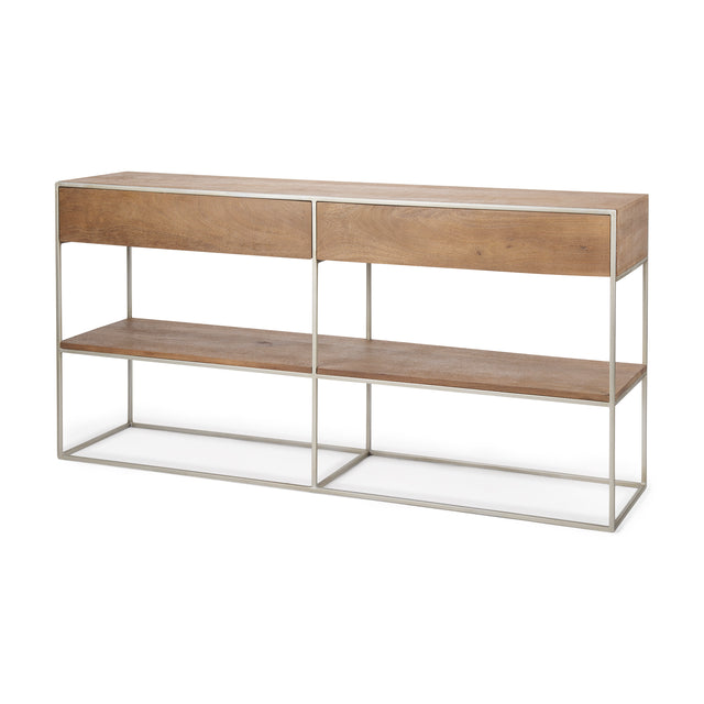 Morris Brown/Silver Wood 2 Drawer Console Table - Ornate Home