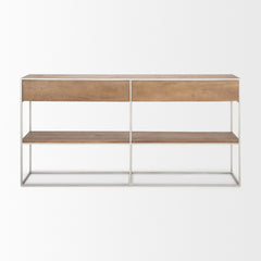 Morris Brown/Silver Wood 2 Drawer Console Table
