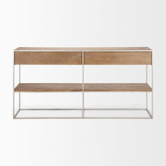 Morris Brown/Silver Wood 2 Drawer Console Table