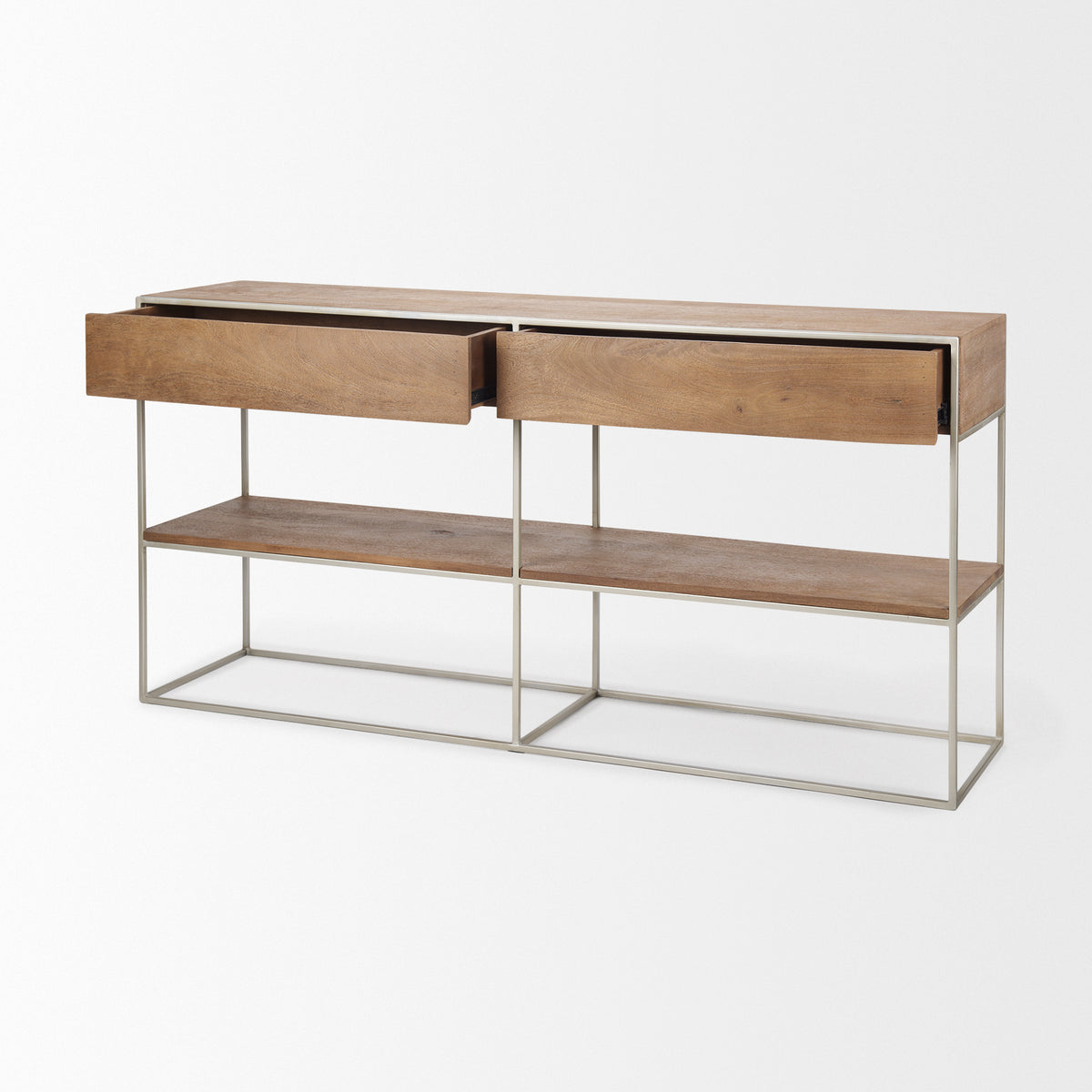 Morris Brown/Silver Wood 2 Drawer Console Table - Ornate Home