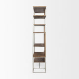 Morris Brown/Silver Wood and Metal Frame 6 Shelf Shelving Unit