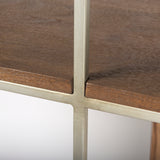 Morris Brown/Silver Wood and Metal Frame 6 Shelf Shelving Unit