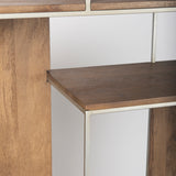Morris Brown/Silver Wood and Metal Frame 6 Shelf Shelving Unit