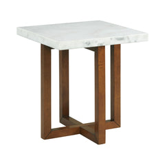 Morris Espresso End Table with White Marble Top - Ornate Home
