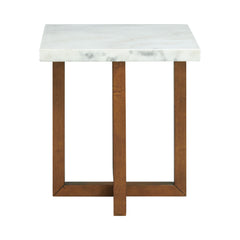 Morris Espresso End Table with White Marble Top - Ornate Home