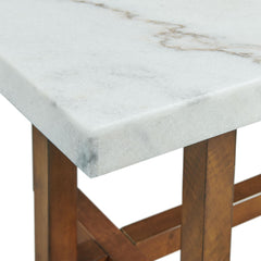 Morris Espresso End Table with White Marble Top - Ornate Home