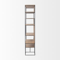 Morris Light Brown/Black Wood 6-Tier Shelving Unit - Ornate Home
