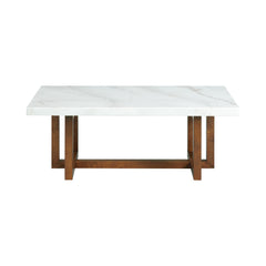 Morris Espresso Coffee Table with White Marble Top