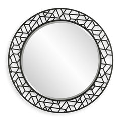 Mosaic Black Metal Round Mirror - Ornate Home