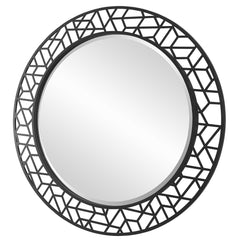 Mosaic Black Metal Round Mirror - Ornate Home