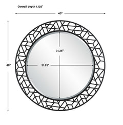 Mosaic Black Metal Round Mirror - Ornate Home
