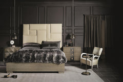 Mosaic Dark Taupe/White/Cream Panel King Bed - Ornate Home