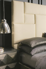 Mosaic Dark Taupe/White/Cream Queen Panel Bed - Ornate Home