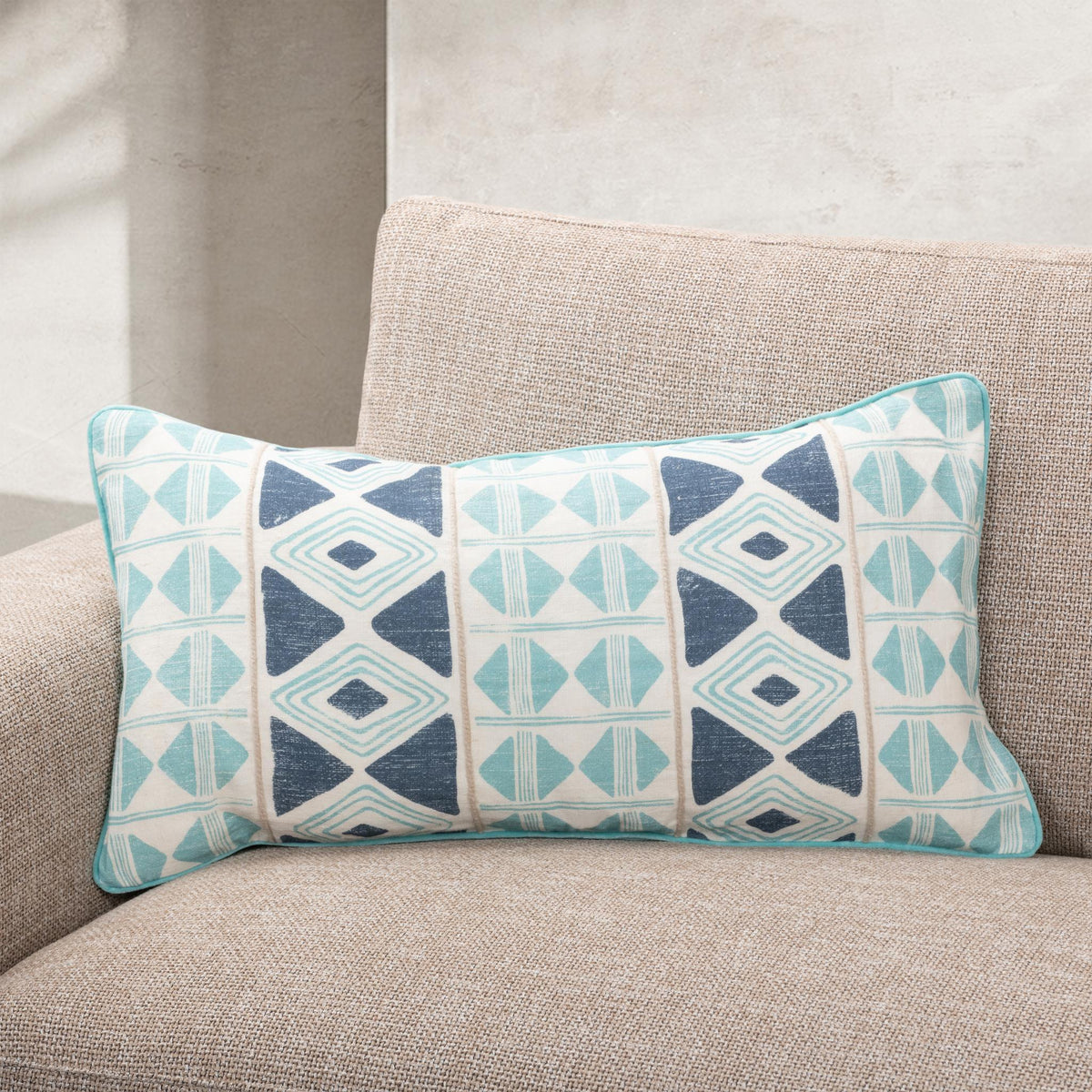 Mosaic Navy Blue 14"x26" Throw Pillow (Set of 2)