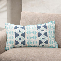 Mosaic Navy Blue 14"x26" Throw Pillow (Set of 2) - Ornate Home