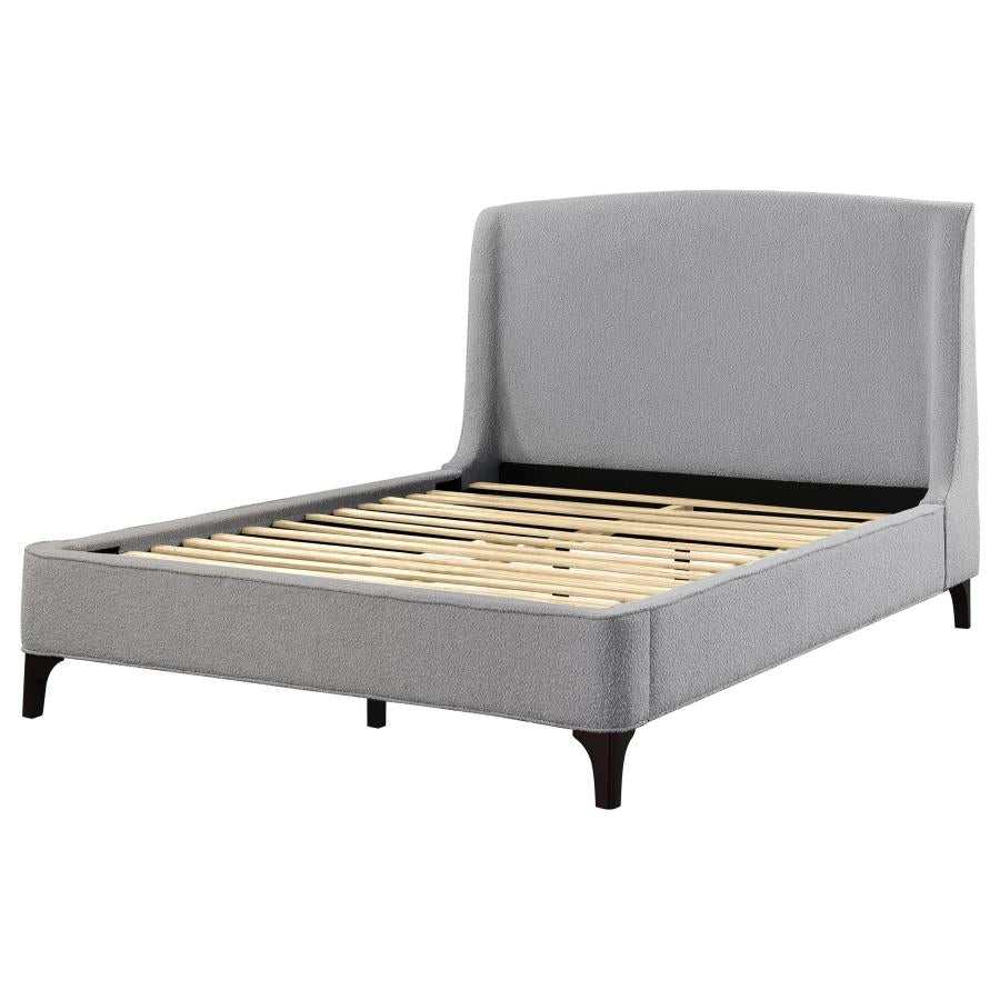 Mosby Light Grey Upholstered Curved Headboard Eastern King Platform Bed - Ornate Home