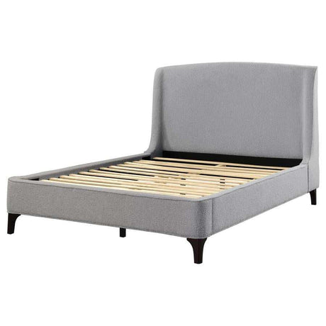 Mosby Light Grey Upholstered Curved Headboard Queen Platform Bed - Ornate Home