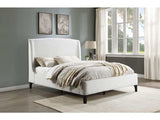 Mosby White Upholstered Curved Headboard Eastern King Platform Bed - Ornate Home