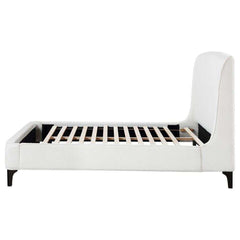 Mosby White Upholstered Curved Headboard Eastern King Platform Bed - Ornate Home