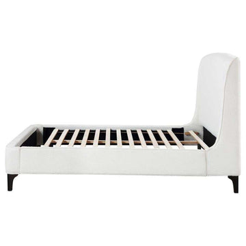 Mosby White Upholstered Curved Headboard Eastern King Platform Bed - Ornate Home