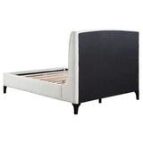 Mosby White Upholstered Curved Headboard Eastern King Platform Bed - Ornate Home