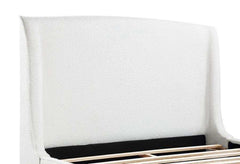 Mosby White Upholstered Curved Headboard Eastern King Platform Bed - Ornate Home