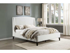 Mosby White Upholstered Curved Headboard Queen Platform Bed - Ornate Home