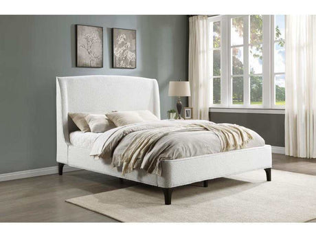 Mosby White Upholstered Curved Headboard Queen Platform Bed - Ornate Home