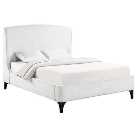 Mosby White Upholstered Curved Headboard Queen Platform Bed - Ornate Home