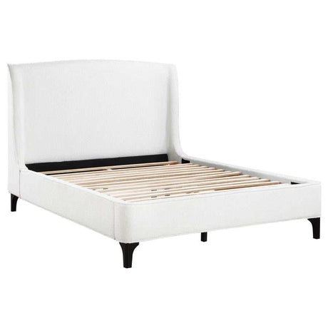 Mosby White Upholstered Curved Headboard Queen Platform Bed - Ornate Home