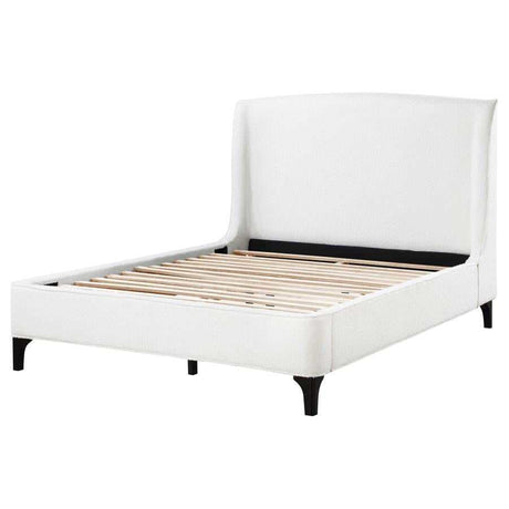 Mosby White Upholstered Curved Headboard Queen Platform Bed - Ornate Home