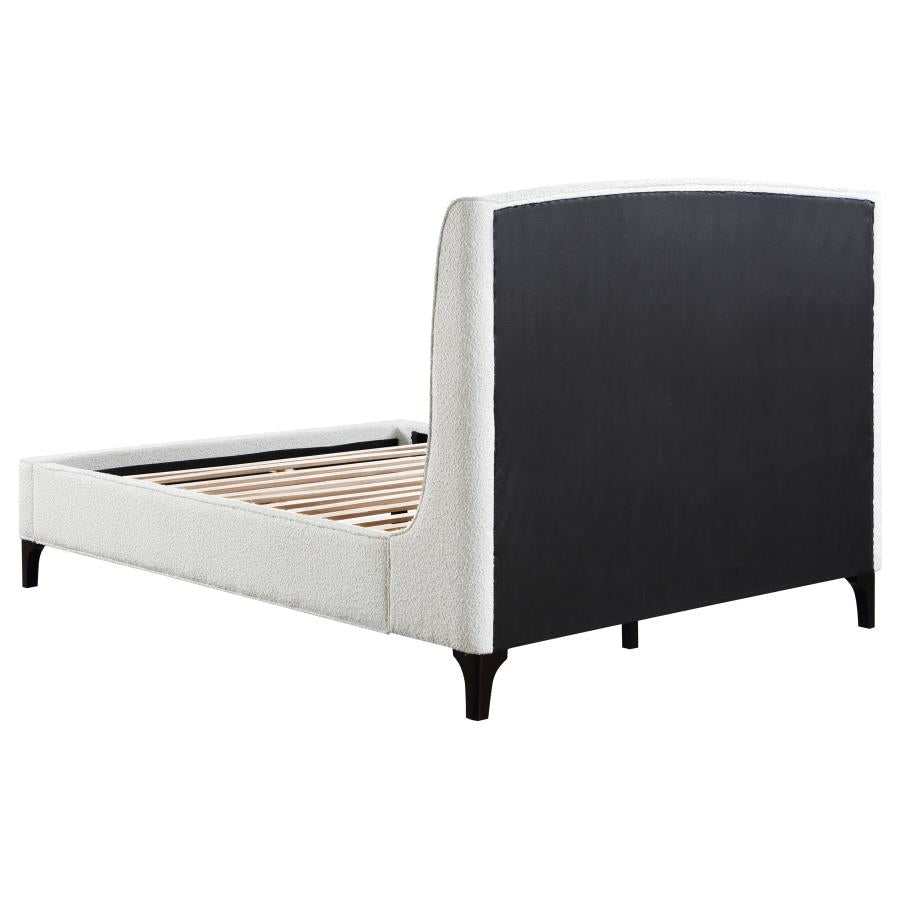 Mosby White Upholstered Curved Headboard Queen Platform Bed - Ornate Home