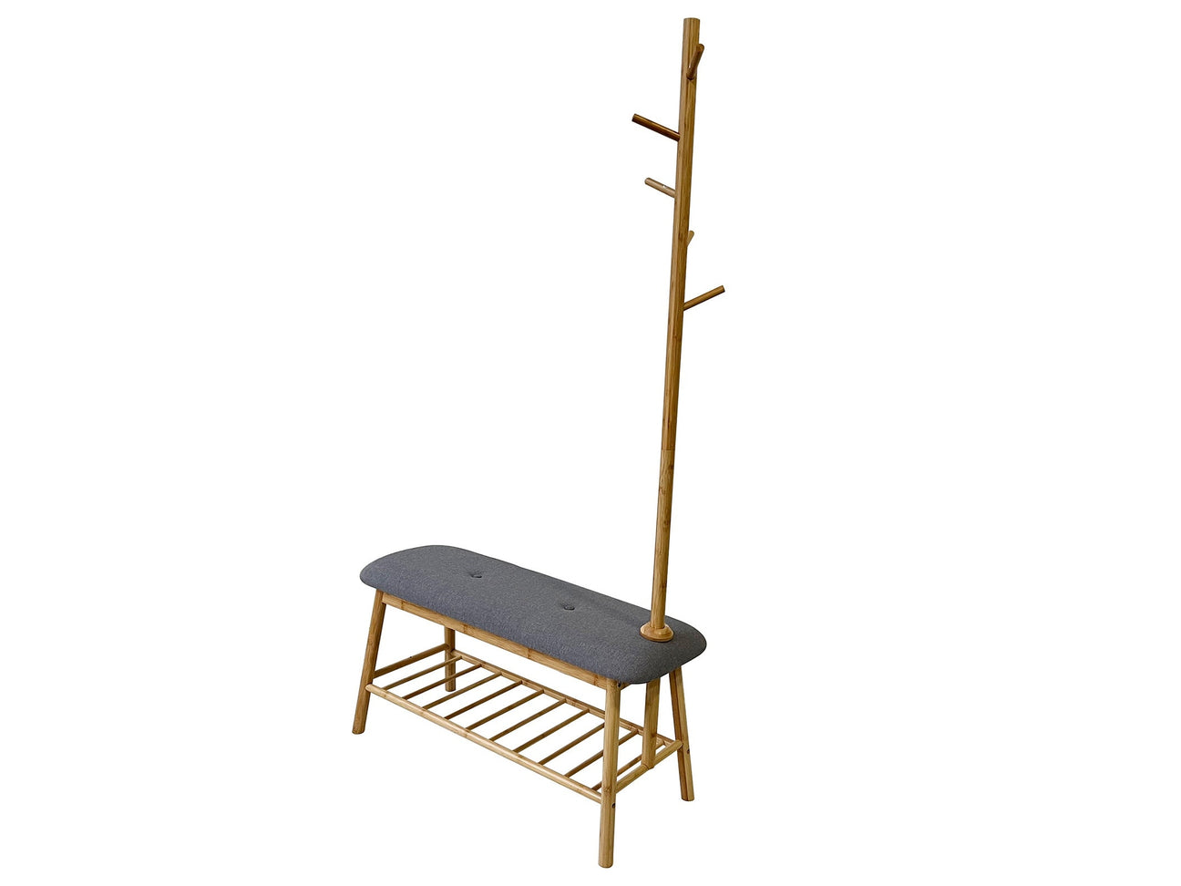 Mosier Natural/Gray Hall Tree w/ Bench & Shoe Storage - Ornate Home