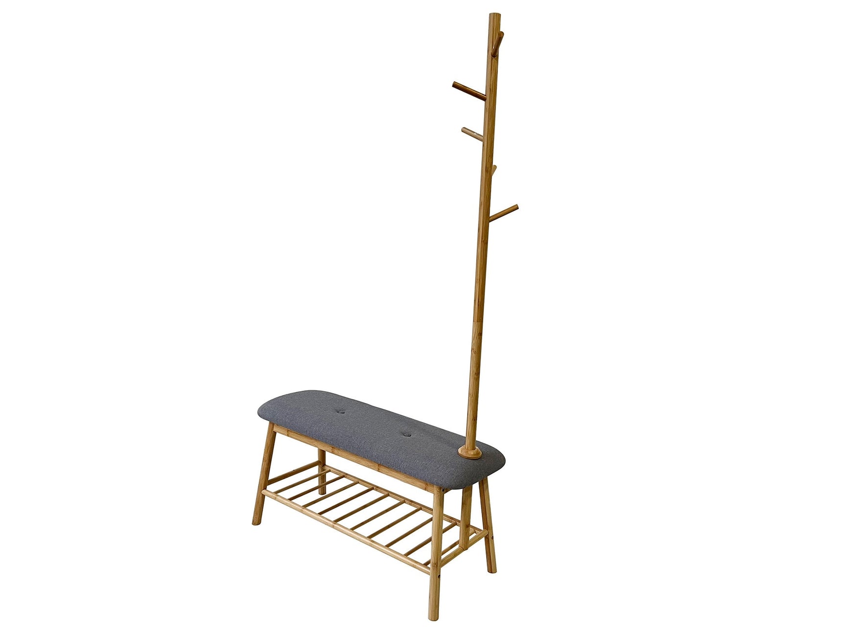 Mosier Natural/Gray Hall Tree w/ Bench & Shoe Storage - Ornate Home