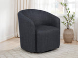 Mossbrook Anthracite Fabric Upholstered Swivel Accent Chair - Ornate Home