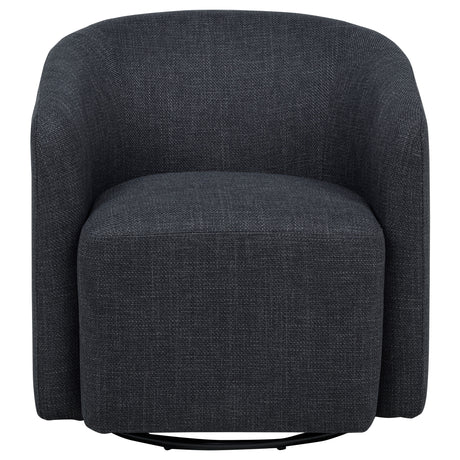 Mossbrook Anthracite Fabric Upholstered Swivel Accent Chair - Ornate Home