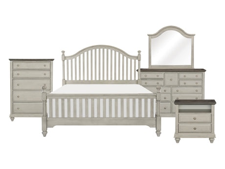 Mossbrook Light Gray/Dark Brown 5-Piece Queen Bedroom Set - Ornate Home