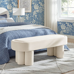 Mossi Alabster Oval Performance Velvet Accent Bench - Ornate Home