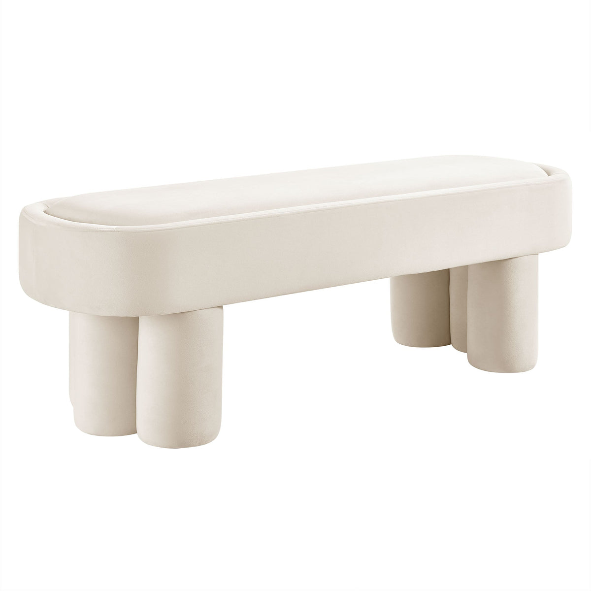 Mossi Alabster Oval Performance Velvet Accent Bench - Ornate Home