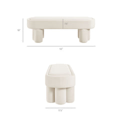 Mossi Alabster Oval Performance Velvet Accent Bench - Ornate Home