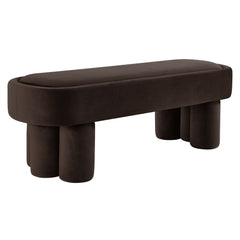 Mossi Chocolate Brown Oval Performance Velvet Accent Bench - Ornate Home