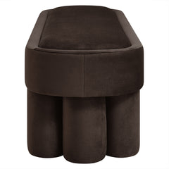 Mossi Chocolate Brown Oval Performance Velvet Accent Bench - Ornate Home
