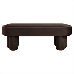 Mossi Chocolate Brown Oval Performance Velvet Accent Bench - Ornate Home