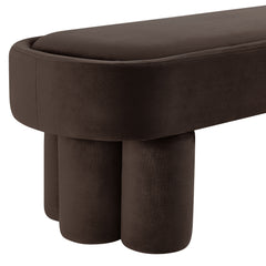 Mossi Chocolate Brown Oval Performance Velvet Accent Bench - Ornate Home