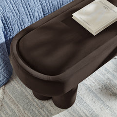 Mossi Chocolate Brown Oval Performance Velvet Accent Bench - Ornate Home