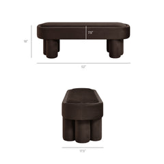 Mossi Chocolate Brown Oval Performance Velvet Accent Bench - Ornate Home