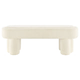 Mossi Cream 52-Inch Oval Boucle Fabric Bench - Ornate Home