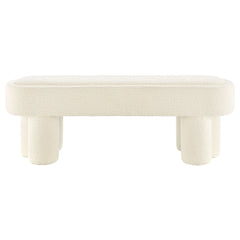 Mossi Cream 52-Inch Oval Boucle Fabric Bench - Ornate Home